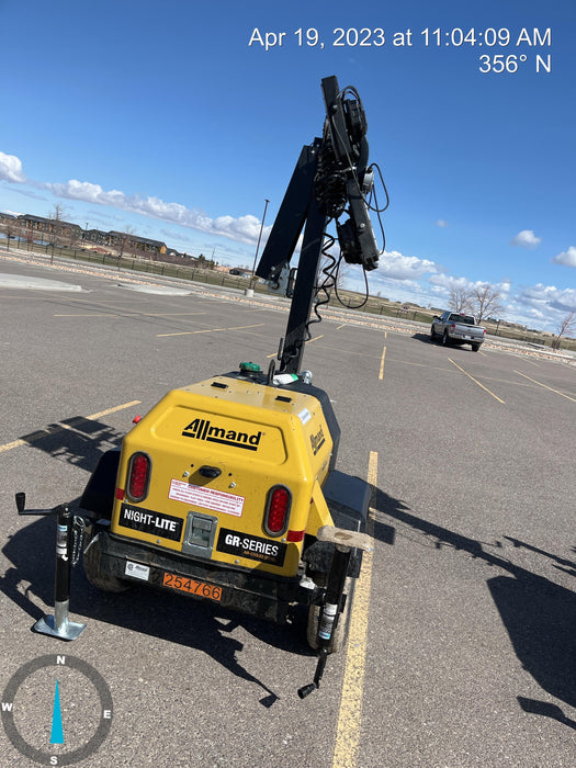 2022 Allmand NLV3GR (4) LED Light Fixture 350W, 23' Vertical Mast, 3kW Prime, Towable, ES Decals, T3