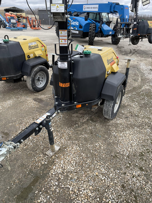 2022 Allmand NLV3GR (4) LED Light Fixture 350W, 23' Vertical Mast, 3kW Prime, Towable, Deep Sea L401, Leveling Jacks, Yanmar T4F 5.8hp