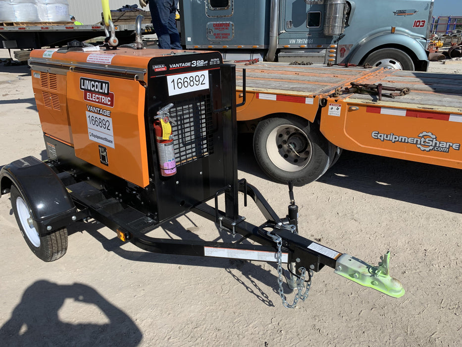 2021 Lincoln Electric Vantage 322 Vantage 322 Ready Pak 3 w/ Decals, ORANGE (includes trailer, cable rack, fender light kit) NO Telematics