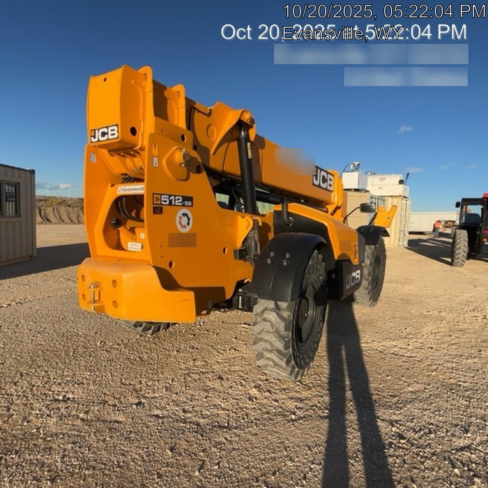2019 JCB 512-56 Cab/Heat/Air, 109 HP, Solid Tires, STD Worklight, Beacon, Aux Hydraulics, Lifting Eye, Back up Alarm w/66" Carriage/60" Forks