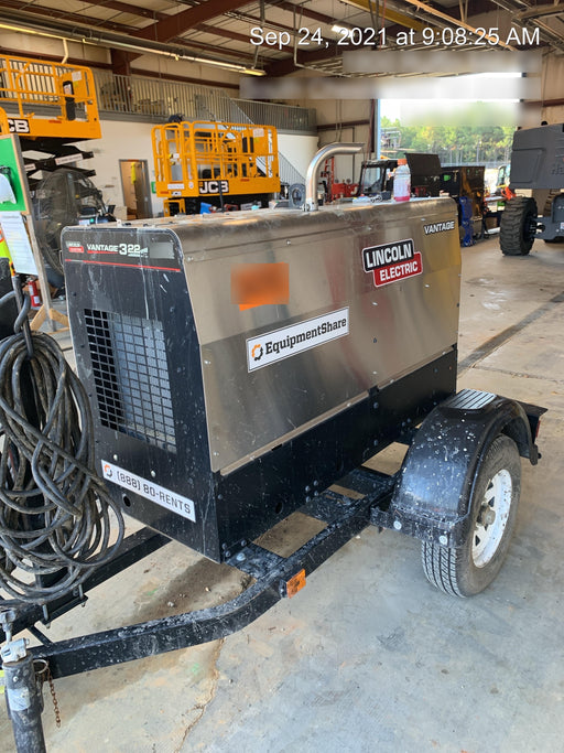 2019 Lincoln Electric Vantage 322 Welder Ready-Pak 3, Two wheel trailer, Fender and Light kit, Cable Rack