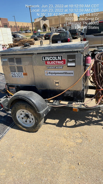 2019 Lincoln Electric Vantage 322 Lincoln Vantage 322 Welder w/Trailer, Light Kit, Cable Rack