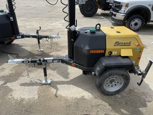 2022 Allmand NLV3GR (4) LED Light Fixture 350W, 23' Vertical Mast, 3kW Prime, Towable, Deep Sea L401, Leveling Jacks, Yanmar T4F 5.8hp