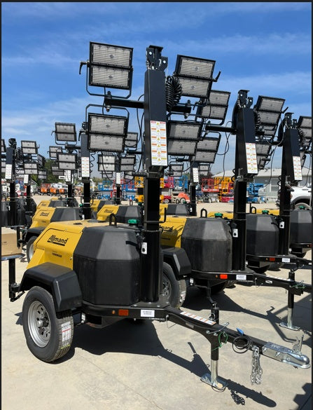 2022 Allmand NLV3GR (4) LED Light Fixture 350W, 23' Vertical Mast, 3kW Prime, Towable, ES Decals, T3