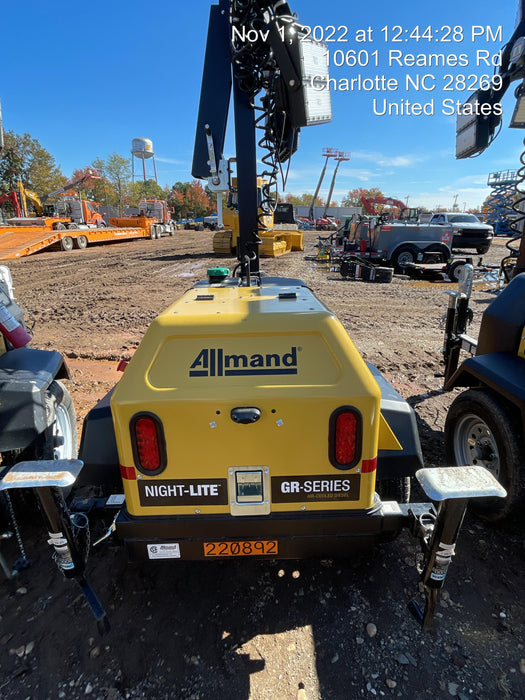 2022 Allmand NLV3GR (4) LED Light Fixture 350W, 23' Vertical Mast, 3kW Prime, Towable, Deep Sea L401, Leveling Jacks, Yanmar T4F 5.8hp