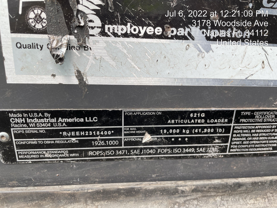 2018 Case 621G CLOSED CAB, JRB 416 STYLE HYD COUPLER