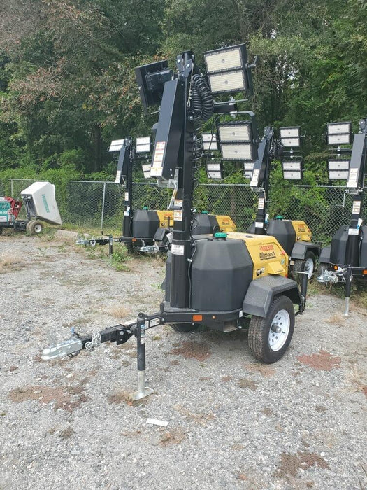 2021 Allmand NLV3GR (4) LED Light Fixture 350W, 23' Vertical Mast, 3kW Prime, Towable, Deep Sea L401, Leveling Jacks, Yanmar T4F 5.8hp