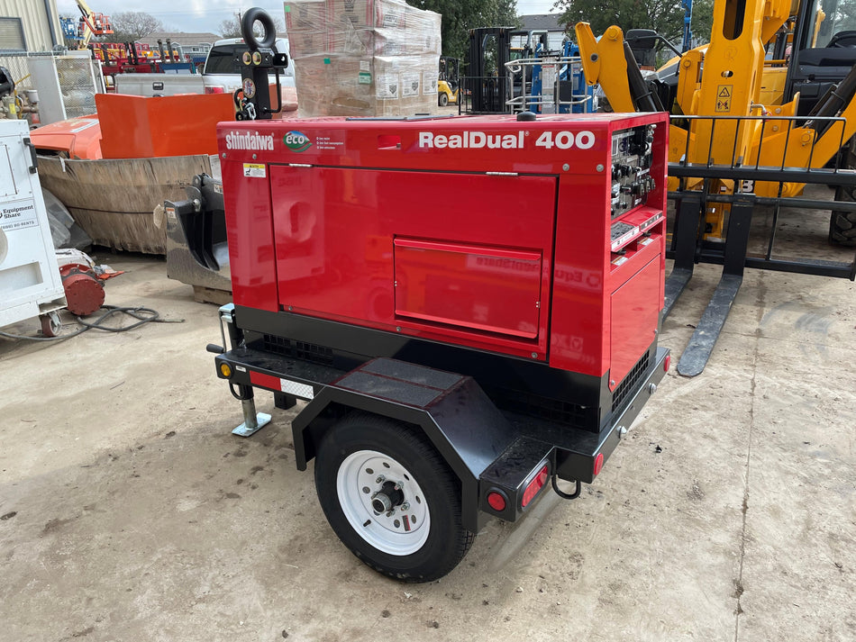 2022 Shindaiwa DGW400MDL Kubota D902 Engine, 23 HP, Dual Op Welder, Wire, Arc, Droop Stick, Tig, and CC Stick Functionality, Simulphase, 3 Phase and 1 Phase Gen Output, Single Axle NB Trlr, Slr Trckl Chrg 12V 12W, Fire Ext