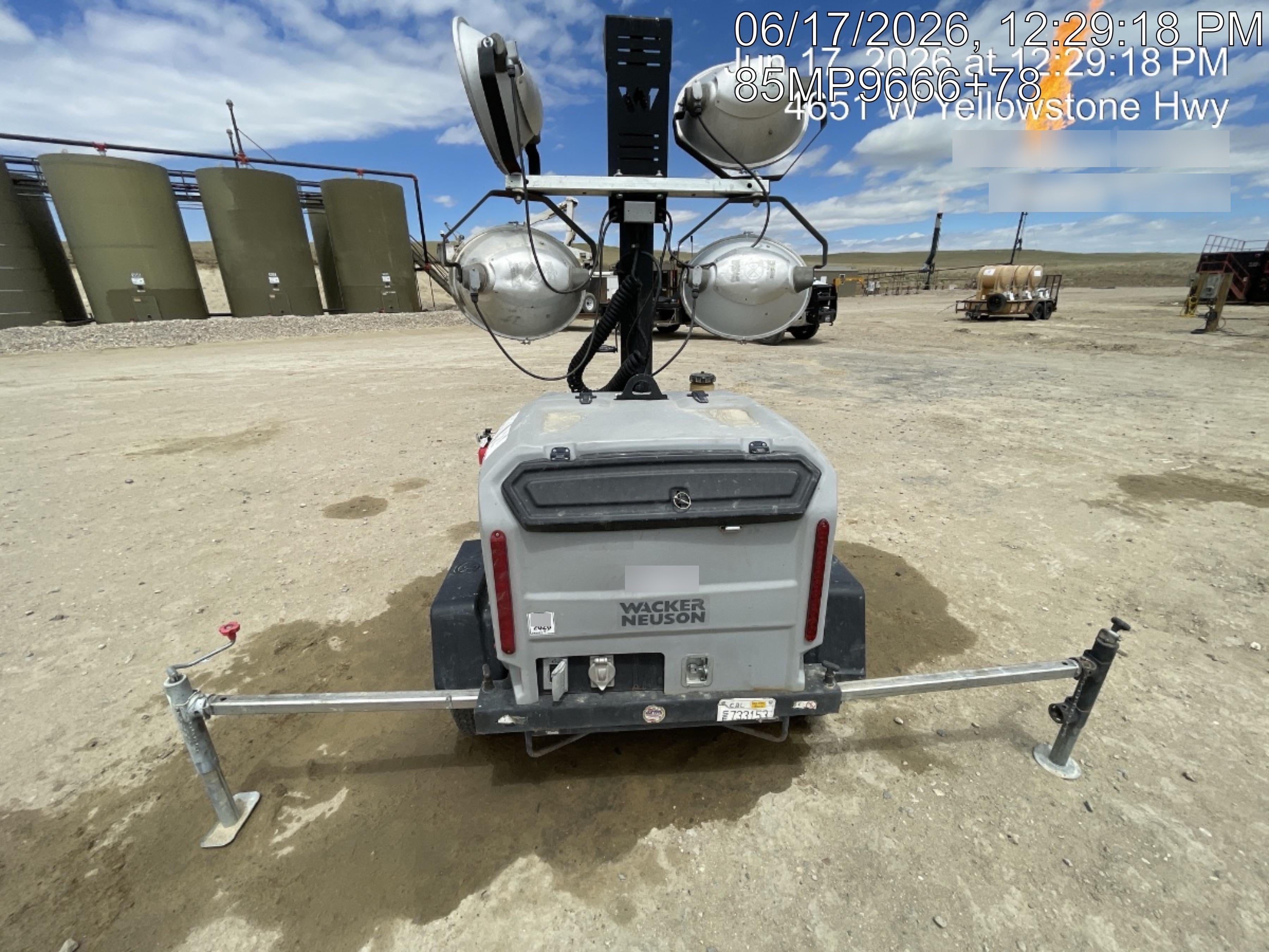 2019 Wacker Neuson LTV6L-MH Wacker Neuson LTV6L Mobile Light Tower w/Fuel Level Sensor Installed