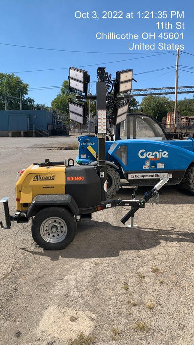 2022 Allmand NLV3GR (4) LED Light Fixture 350W, 23' Vertical Mast, 3kW Prime, Towable, ES Decals, T3