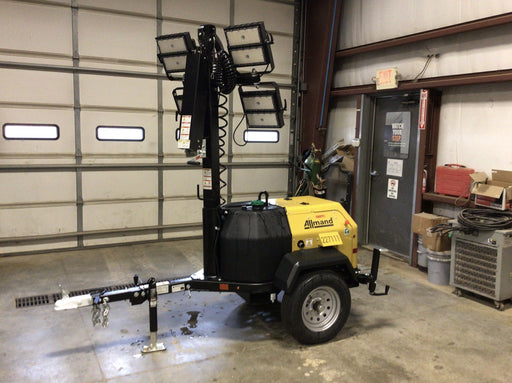 2022 Allmand NLV3GR (4) LED Light Fixture 350W, 23' Vertical Mast, 3kW Prime, Towable, Deep Sea L401, Leveling Jacks, Yanmar T4F 5.8hp