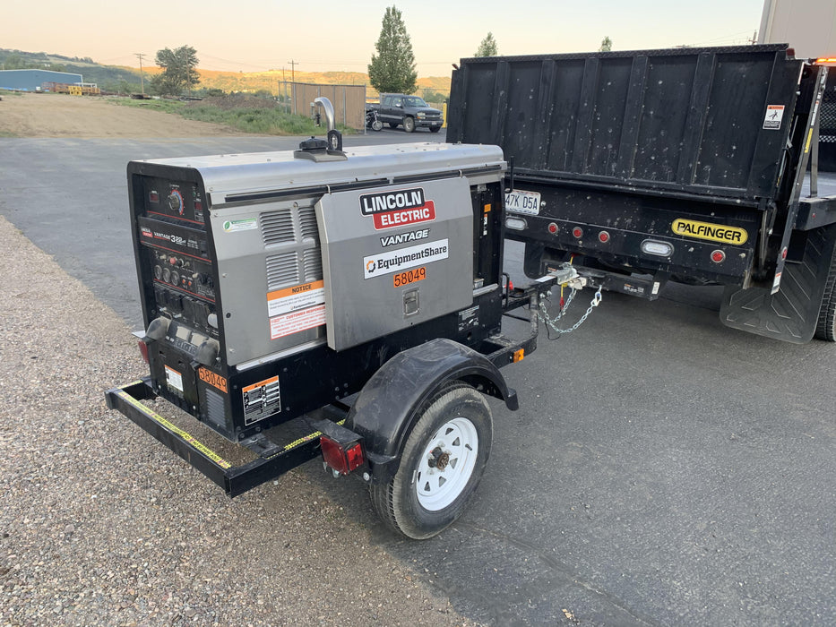 2019 Lincoln Electric Vantage 322 Welder Ready-Pak 3, Two wheel trailer, Fender and Light kit, Cable Rack