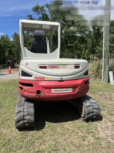 2019 Takeuchi TB260 Canopy, Standard Blade, Auxiliary hydraulics Manual QC, Hydraulic thumb, 12" ,18", 24" Bucket