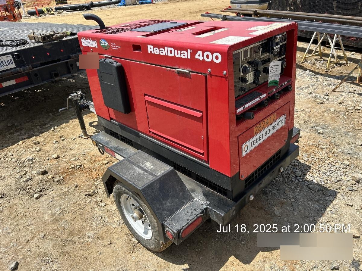 2022 Shindaiwa DGW400MDL Kubota D902 Engine, 23 HP, Dual Op Welder, Wire, Arc, Droop Stick, Tig, and CC Stick Functionality, Simulphase, 3 Phase and 1 Phase Gen Output, Single Axle NB Trlr, Slr Trckl Chrg 12V 12W, Fire Ext