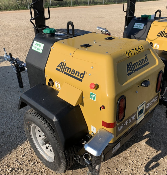 2022 Allmand NLV3GR (4) LED Light Fixture 350W, 23' Vertical Mast, 3kW Prime, Towable, Deep Sea L401, Leveling Jacks, Yanmar T4F 5.8hp