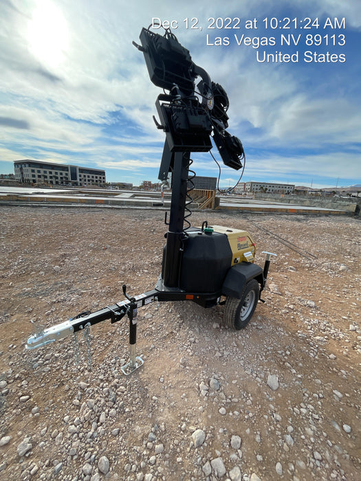 2022 Allmand NLV3GR (4) LED Light Fixture 350W, 23' Vertical Mast, 3kW Prime, Towable, ES Decals, T3