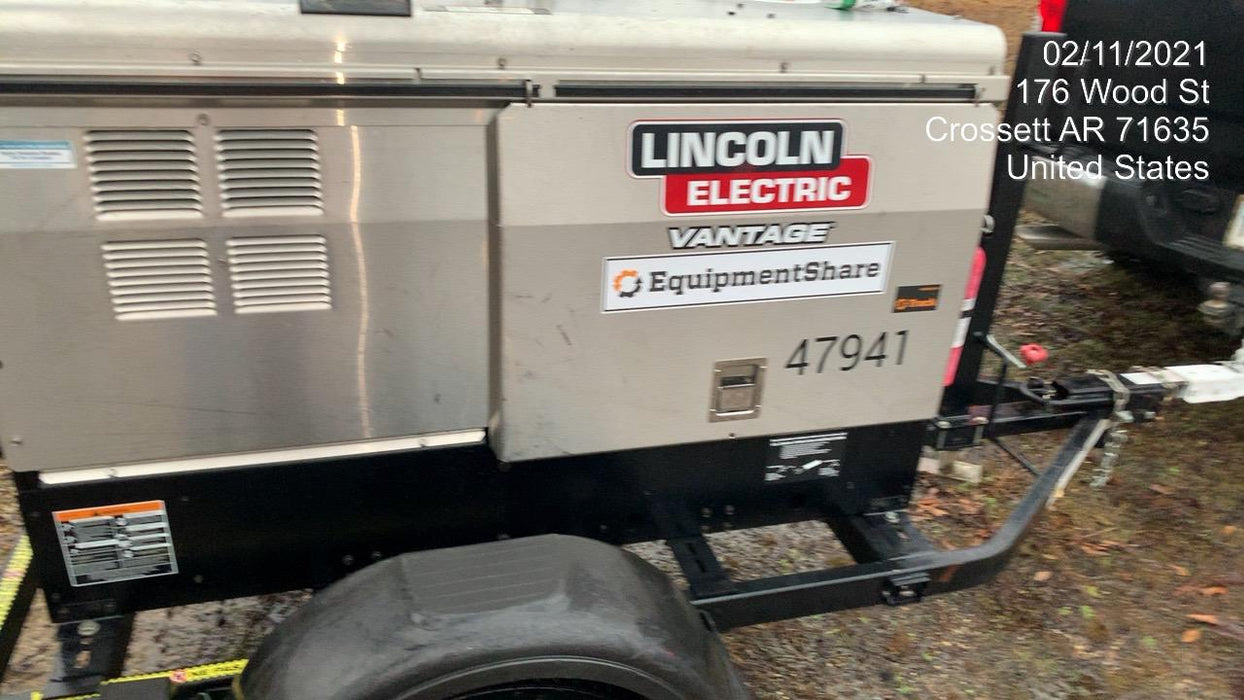2019 Lincoln Electric Vantage 322 Ready-Pak 3, Two Wheel Trailer, Fender and Light Kit, Cable Rack