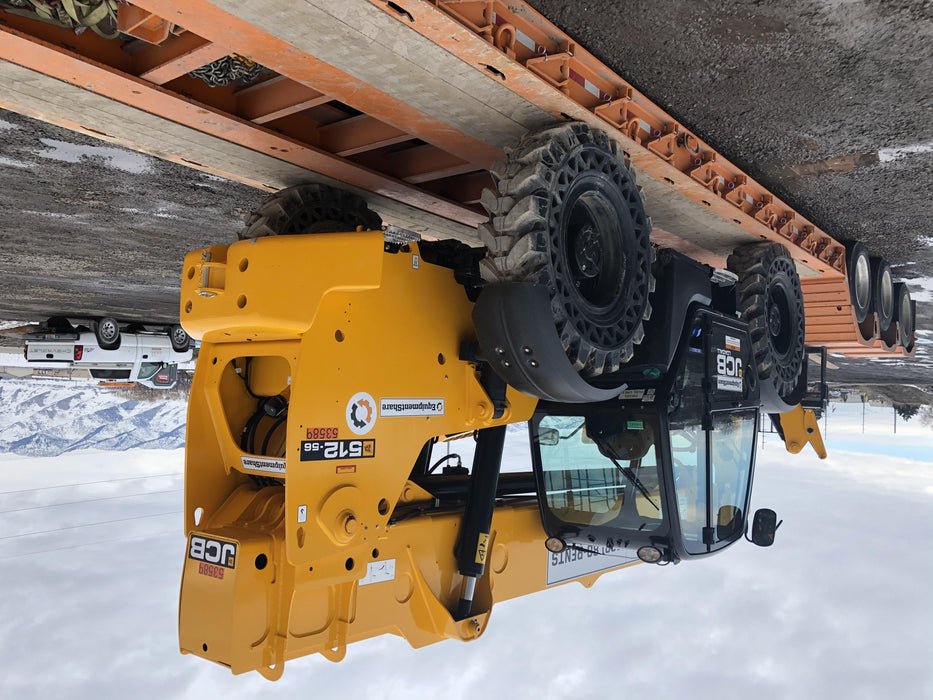 2019 JCB 512-56 Cab/Heat/Air, 109 HP, Solid Tires, STD Worklight, Beacon, Aux Hydraulics, Lifting Eye, Back up Alarm w/66" Carriage/60" Forks