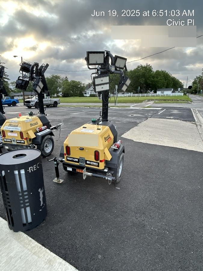 2022 Allmand NLV3GR (4) LED Light Fixture 350W, 23' Vertical Mast, 3kW Prime, Towable, Deep Sea L401, Leveling Jacks, Yanmar T4F 5.8hp