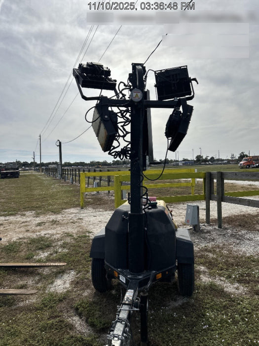 Allmand NLV3GR (4) LED Light Fixture 350W, 23' Vertical Mast, 3kW Prime, Towable, Deep Sea L401, Leveling Jacks, Yanmar T4F 5.8hp