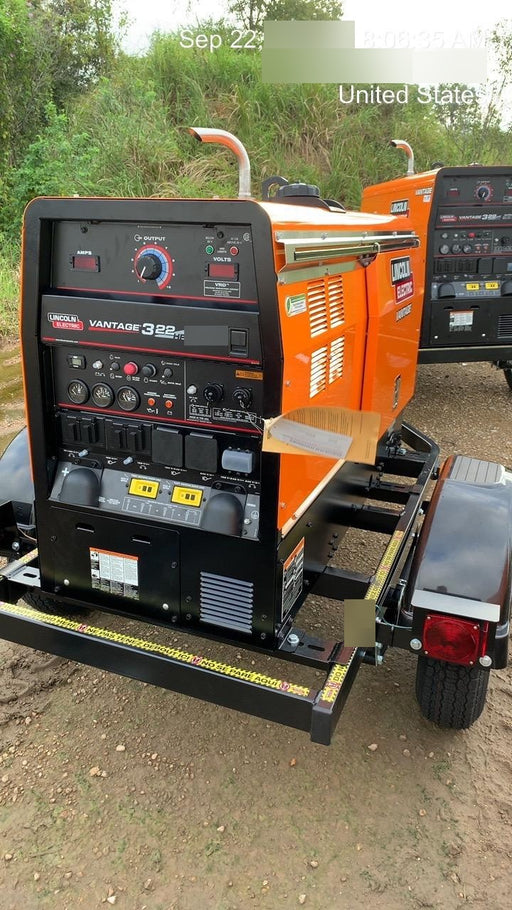 2021 Lincoln Electric Vantage 322 Vantage 322 Ready Pak 3 w/ Decals, ORANGE (includes trailer, cable rack, fender light kit) NO Telematics