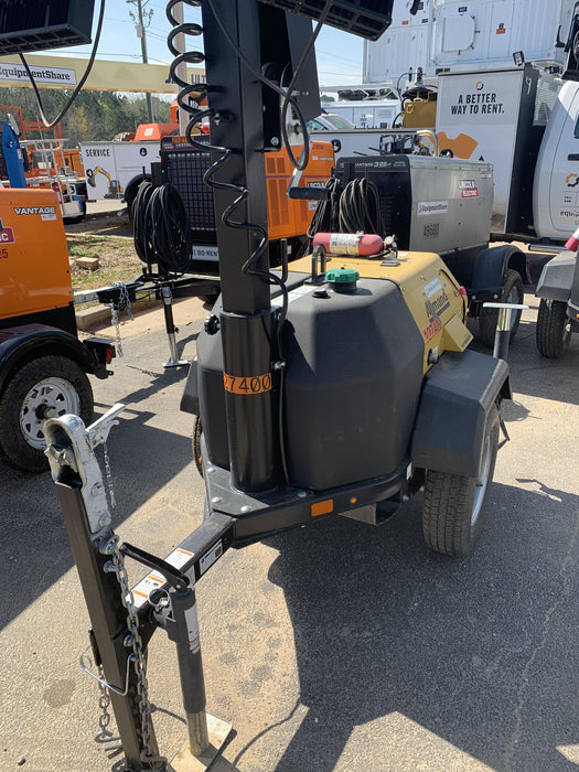 2021 Allmand NLV3GR (4) LED Light Fixture 350W, 23' Vertical Mast, 3kW Prime, Towable, Deep Sea L401, Leveling Jacks, Yanmar T4F 5.8hp