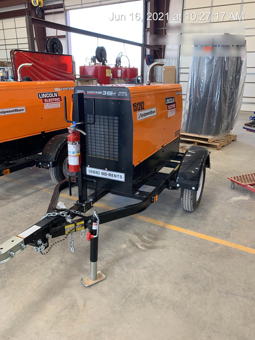 2021 Lincoln Electric Vantage 322 Vantage 322 Ready Pak 3 w/ Telematics & Decals, ORANGE (includes trailer, cable rack, fender light kit)