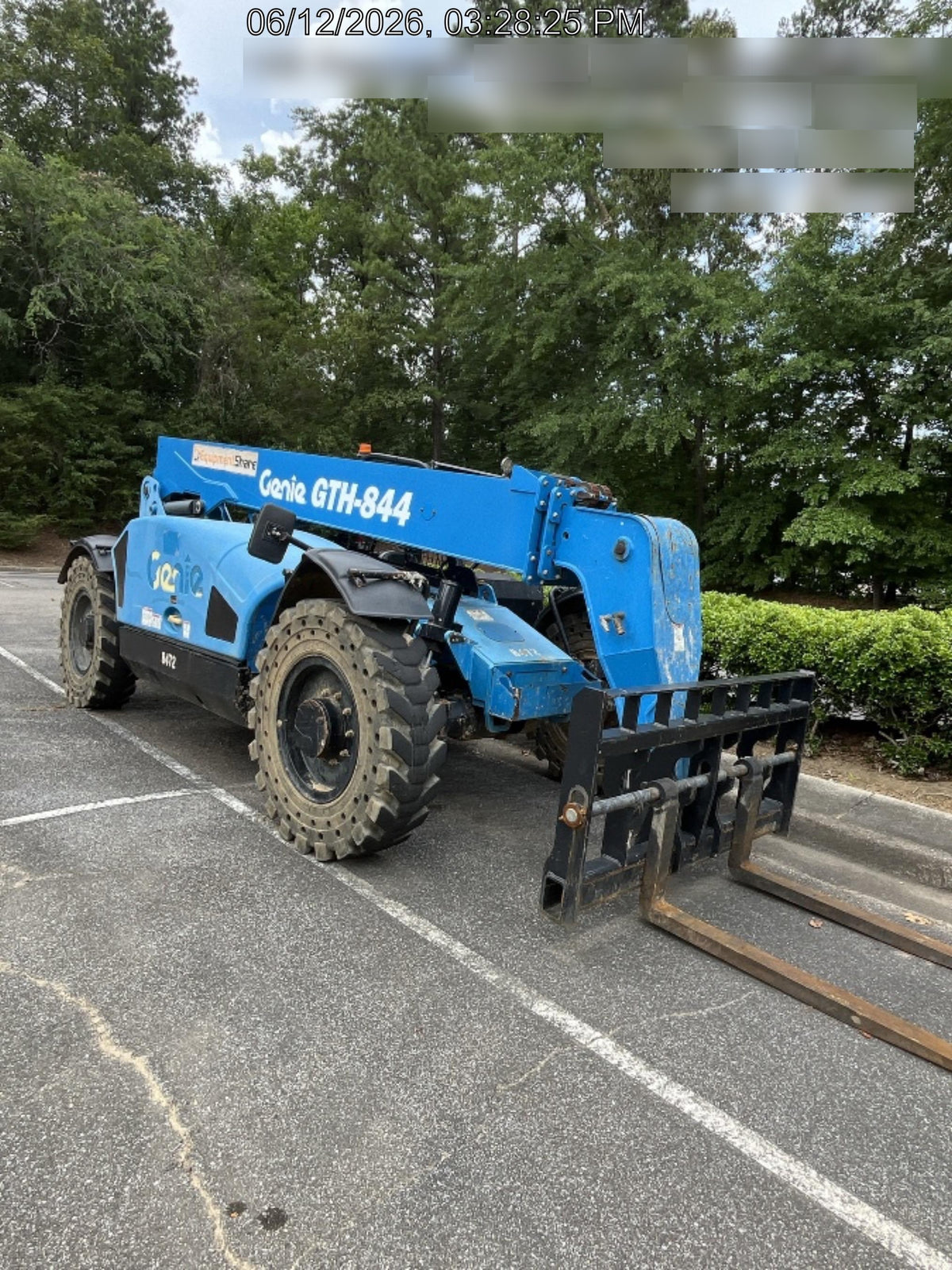 2018 Genie GTH-844 Genie GTH-844D w/Open ROPS, Solid Tires, Work Light/Beacon, 60" Carriage and Forks