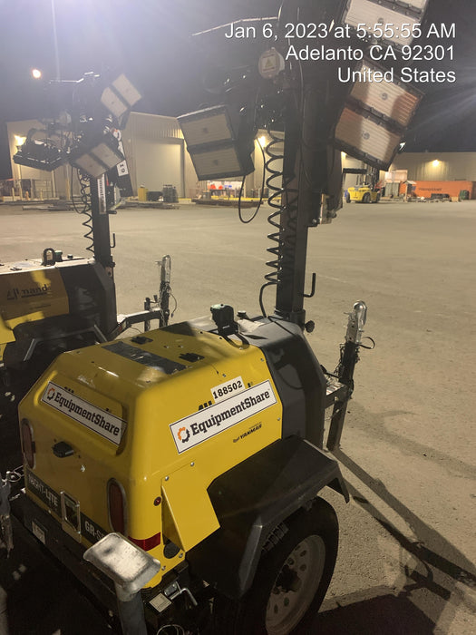 2022 Allmand NLV3GR (4) LED Light Fixture 350W, 23' Vertical Mast, 3kW Prime, Towable, ES Decals, T3