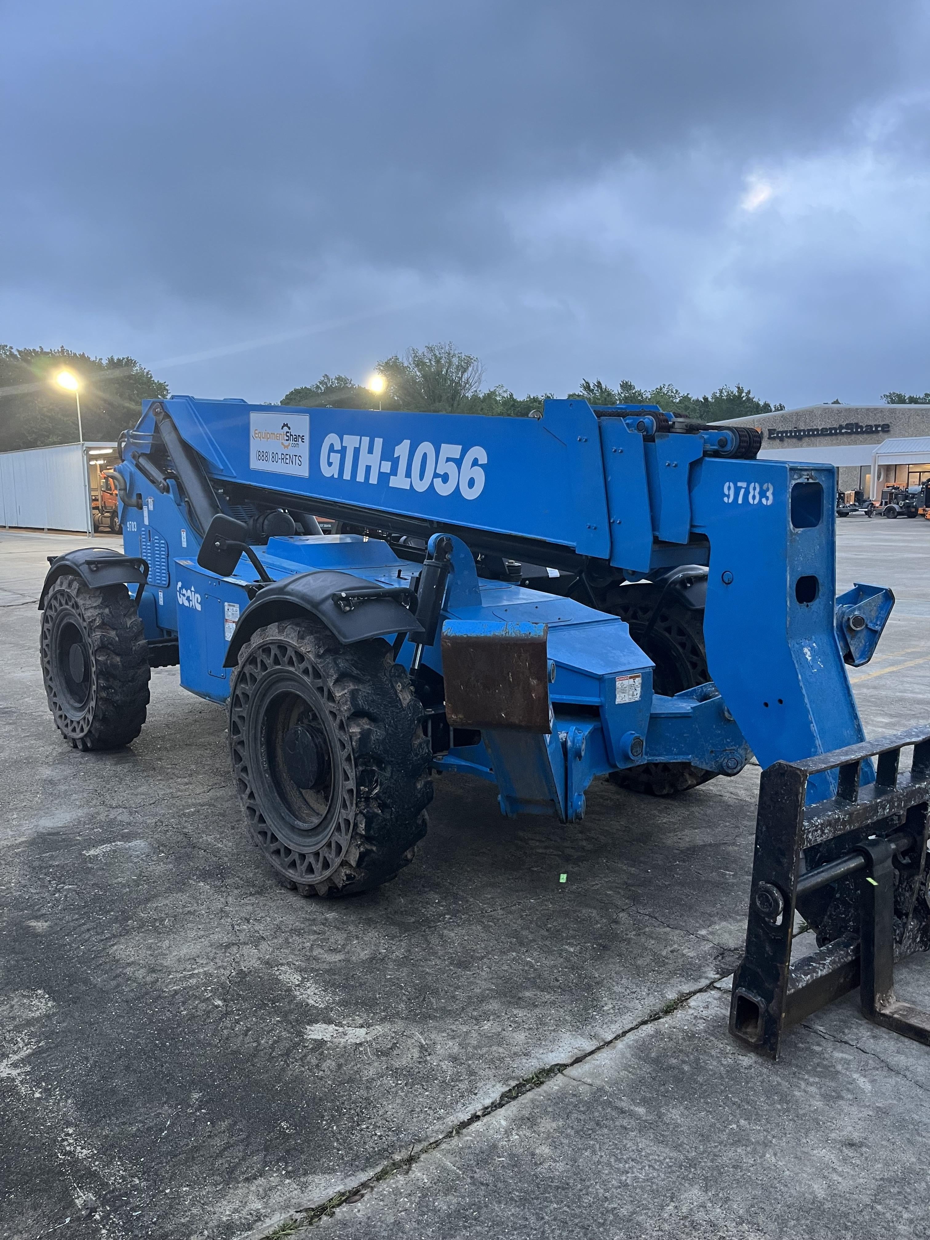 2018 Genie GTH-1056 Genie GTH-1056 w/Open ROPS, Solid Tires, Work Light/Beacon, 60" Carriage and Forks