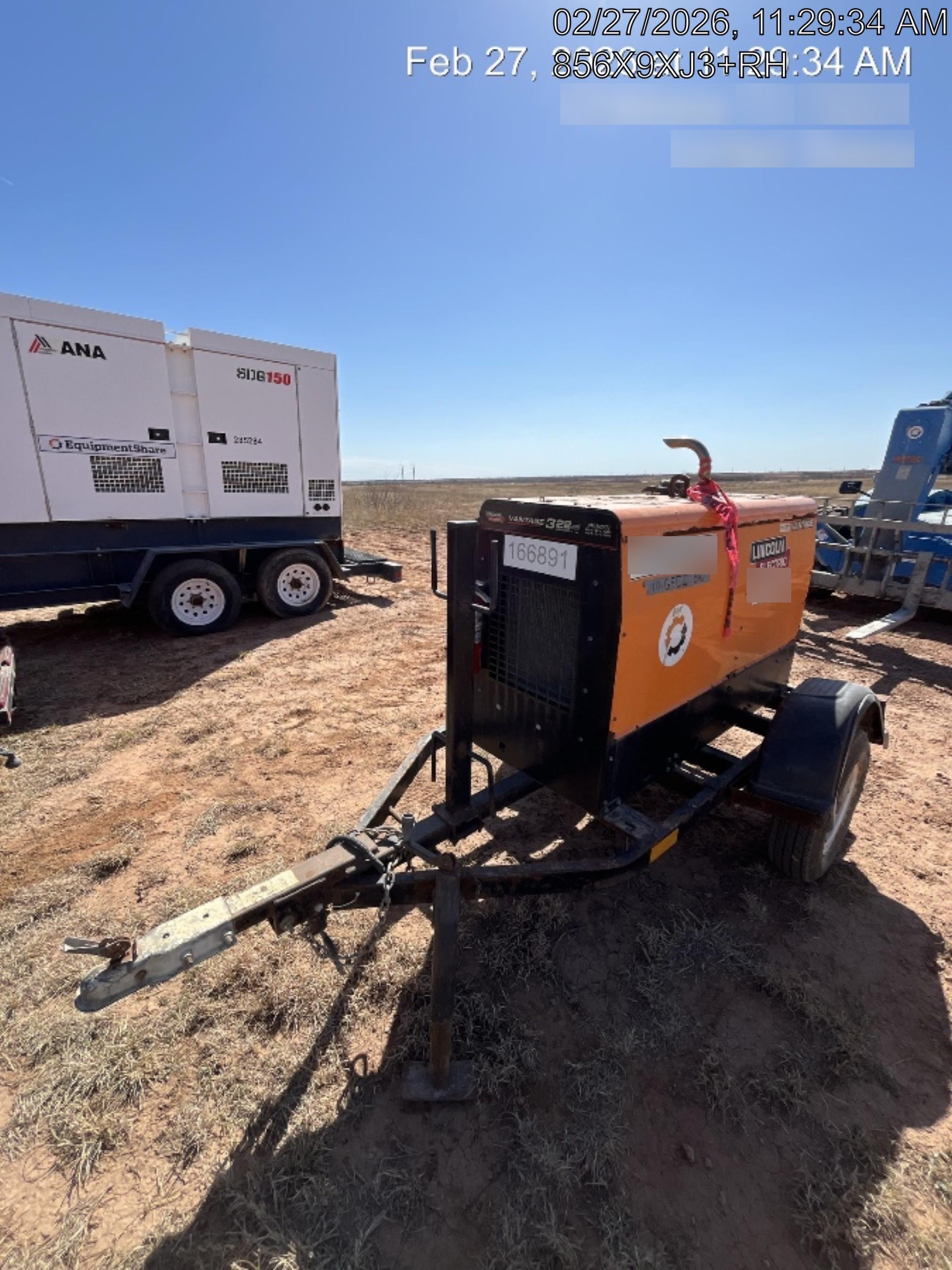 2021 Lincoln Electric Vantage 322 Vantage 322 Ready Pak 3 w/ Decals, ORANGE (includes trailer, cable rack, fender light kit) NO Telematics