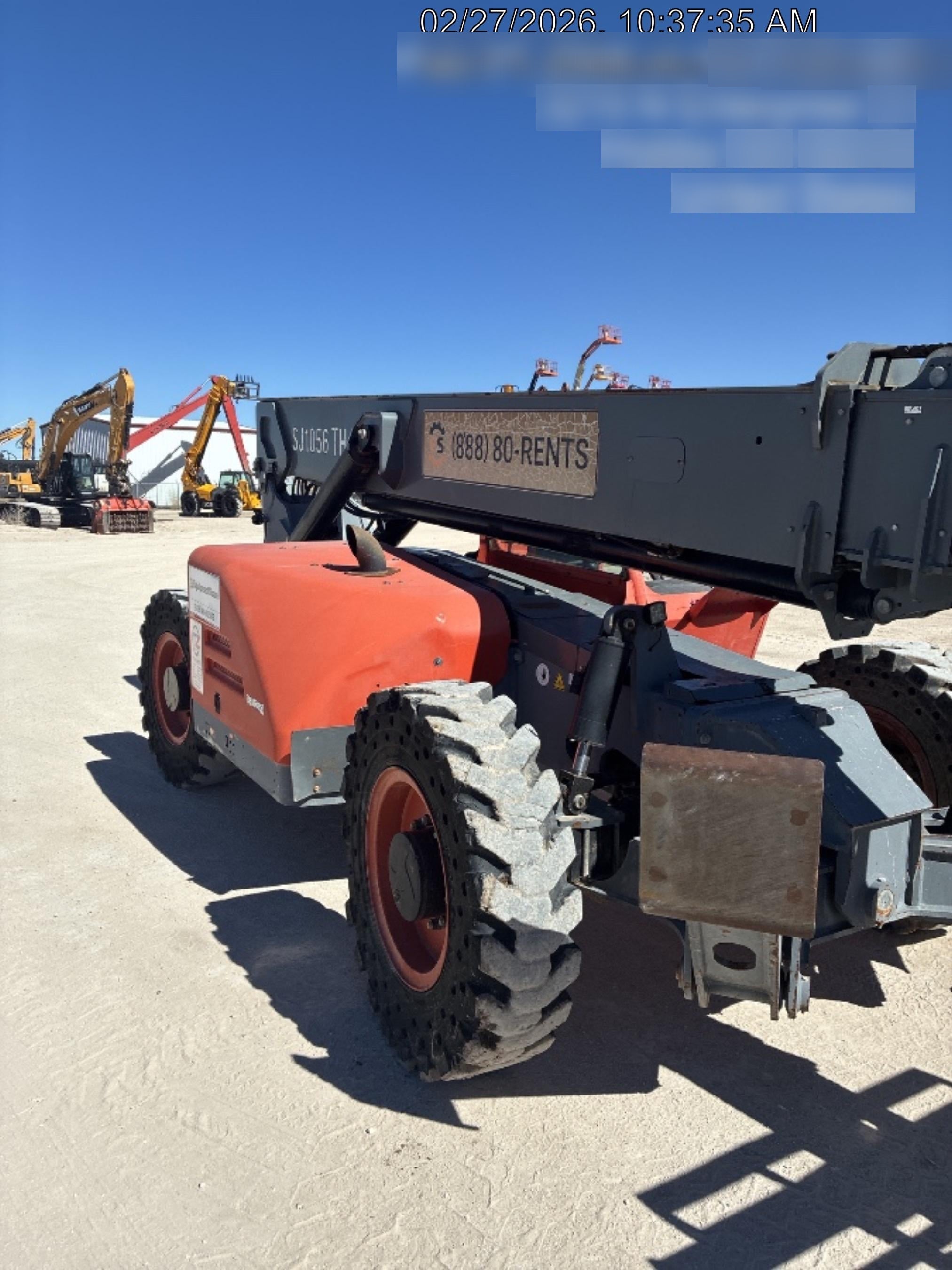2018 Skyjack SJ1056 TH Skyjack 1056 TH Telehandler w/Open ROPS, Work Lights/Beacon, Solid Tires, 60" Carriage and Forks