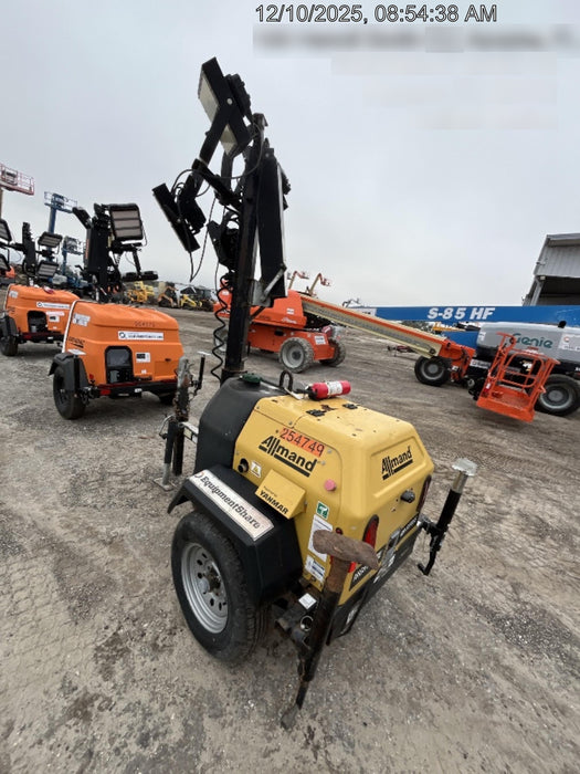 2022 Allmand NLV3GR (4) LED Light Fixture 350W, 23' Vertical Mast, 3kW Prime, Towable, ES Decals, T3