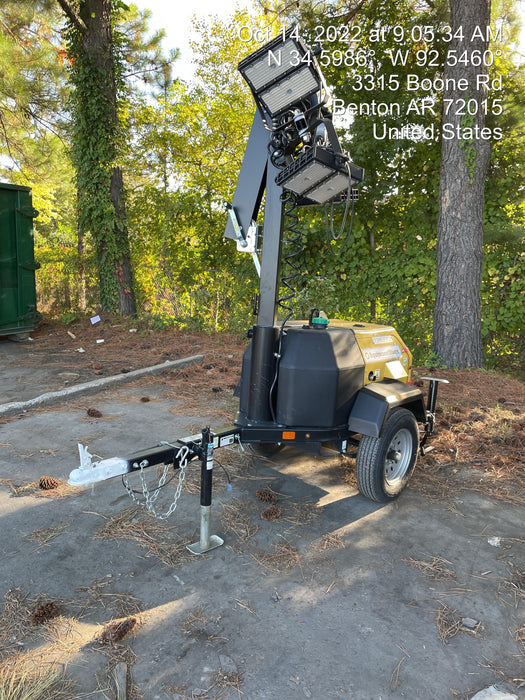 2022 Allmand NLV3GR (4) LED Light Fixture 350W, 23' Vertical Mast, 3kW Prime, Towable, Deep Sea L401, Leveling Jacks, Yanmar T4F 5.8hp