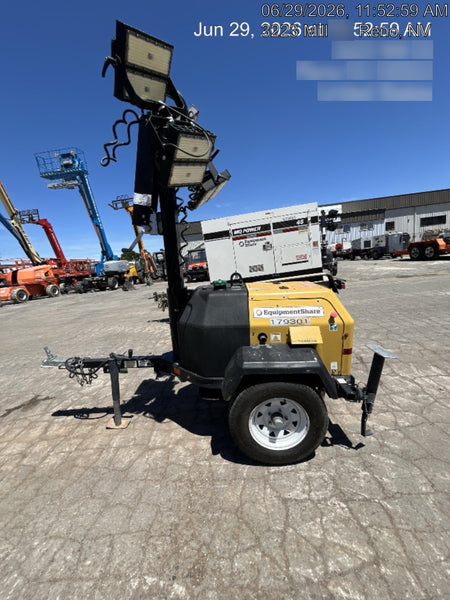 Allmand NLV3GR (4) LED Light Fixture 350W, 23' Vertical Mast, 3kW Prime, Towable, Deep Sea L401, Leveling Jacks, Yanmar T4F 5.8hp