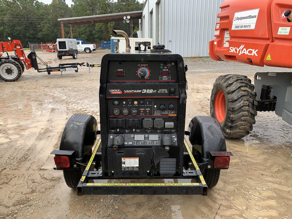 2019 Lincoln Electric Vantage 322 Welder Ready-Pak 3, Two wheel trailer, Fender and Light kit, Cable Rack