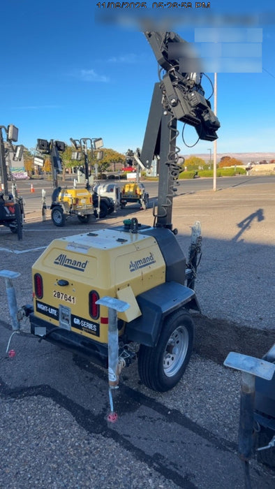 2022 Allmand NLV3GR (4) LED Light Fixture 350W, 23' Vertical Mast, 3kW Prime, Towable, Deep Sea L401, Leveling Jacks, Yanmar T4F 5.8hp