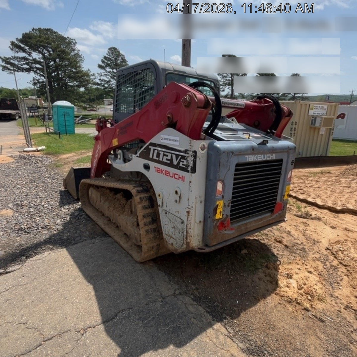 2019 Takeuchi TL12V2C Cab/Heat/Air w/Auxiliary Hydraulics, 2 Speed, Hydraulic QC 80" Tooth Bucket, 48" Pallet Forks