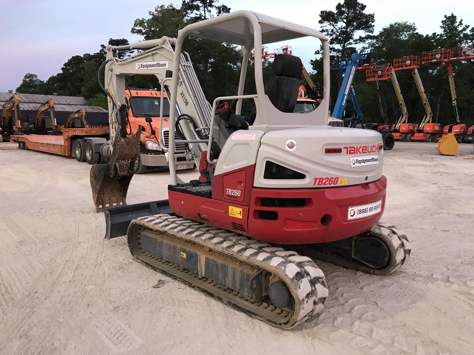 2019 Takeuchi TB260 Canopy w/Rubber Tracks, Auxiliary Hydraulics, Standard Blade, Manual QC