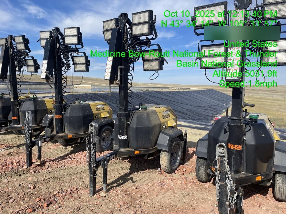 2022 Allmand NLV3GR (4) LED Light Fixture 350W, 23' Vertical Mast, 3kW Prime, Towable, ES Decals, T3