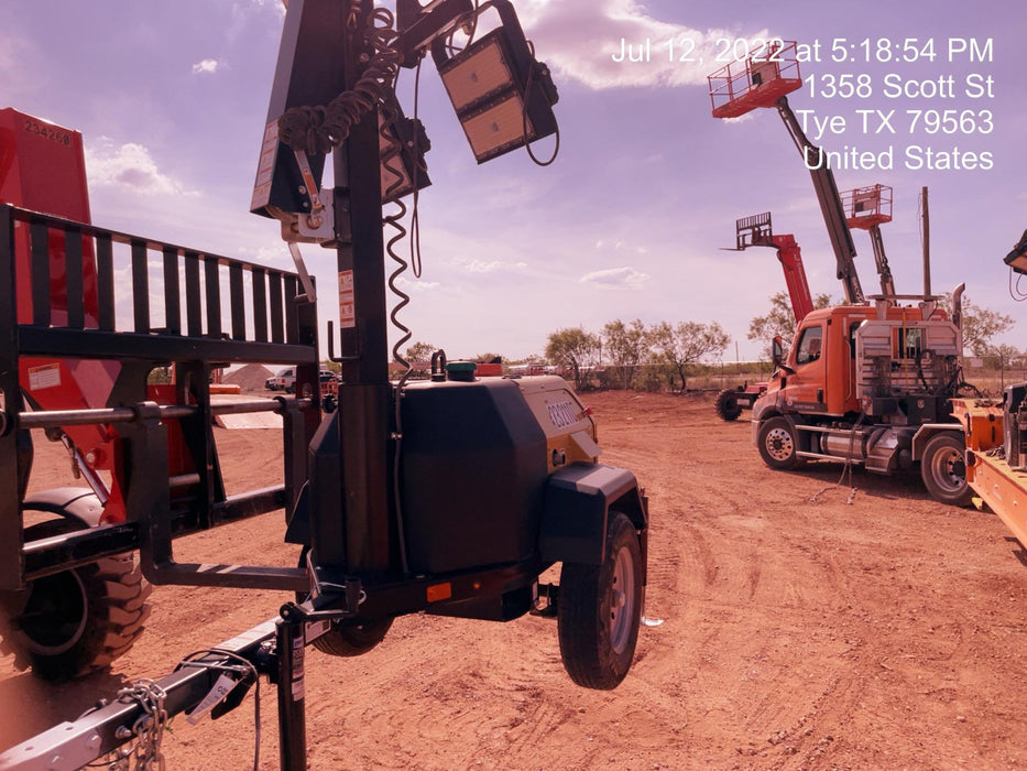 2022 Allmand NLV3GR (4) LED Light Fixture 350W, 23' Vertical Mast, 3kW Prime, Towable, Deep Sea L401, Leveling Jacks, Yanmar T4F 5.8hp