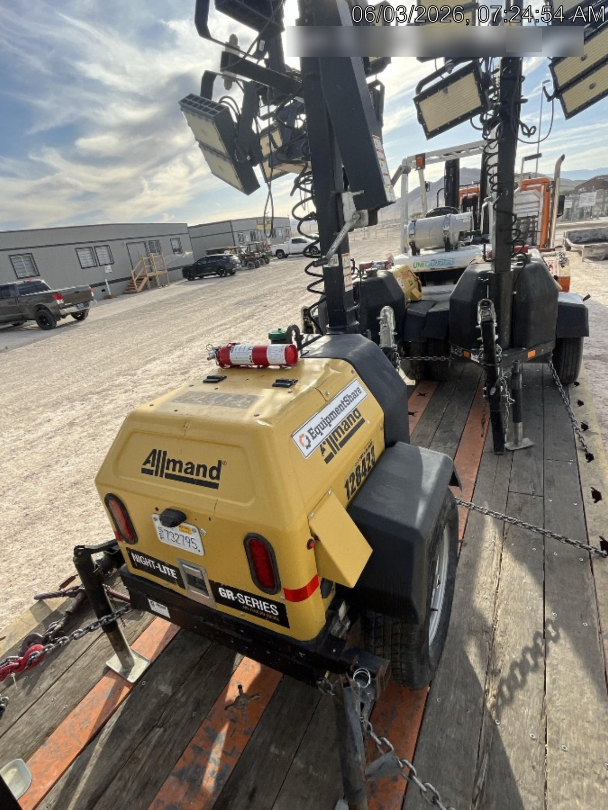 2021 Allmand NLV3GR (4) LED Light Fixture 350W, 23' Vertical Mast, 3kW Prime, Towable, Deep Sea L401, Leveling Jacks, Yanmar T4F 5.8hp