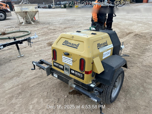 2022 Allmand NLV3GR (4) LED Light Fixture 350W, 23' Vertical Mast, 3kW Prime, Towable, Deep Sea L401, Leveling Jacks, Yanmar T4F 5.8hp