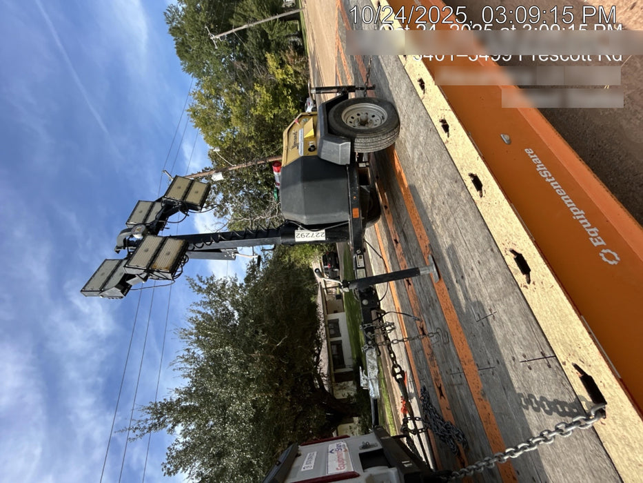 2022 Allmand NLV3GR (4) LED Light Fixture 350W, 23' Vertical Mast, 3kW Prime, Towable, Deep Sea L401, Leveling Jacks, Yanmar T4F 5.8hp