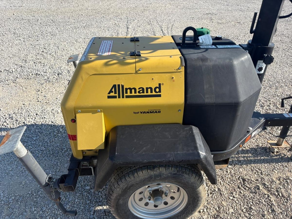 2021 Allmand NLV3GR (4) LED Light Fixture 350W, 23' Vertical Mast, 3kW Prime, Towable, Deep Sea L401, Leveling Jacks, Yanmar T4F 5.8hp