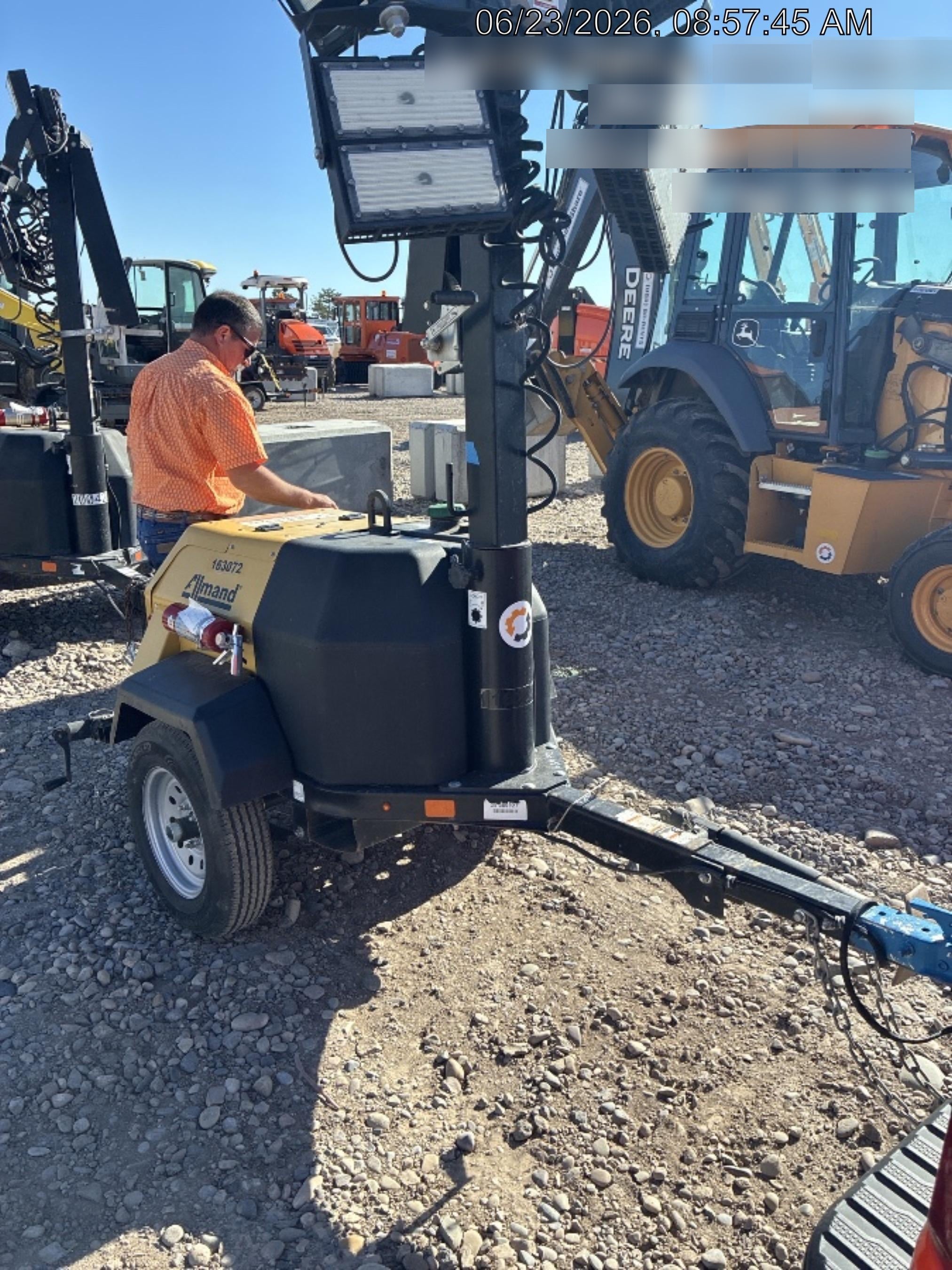 2021 Allmand NLV3GR (4) LED Light Fixture 350W, 23' Vertical Mast, 3kW Prime, Towable, Deep Sea L401, Leveling Jacks, Yanmar T4F 5.8hp
