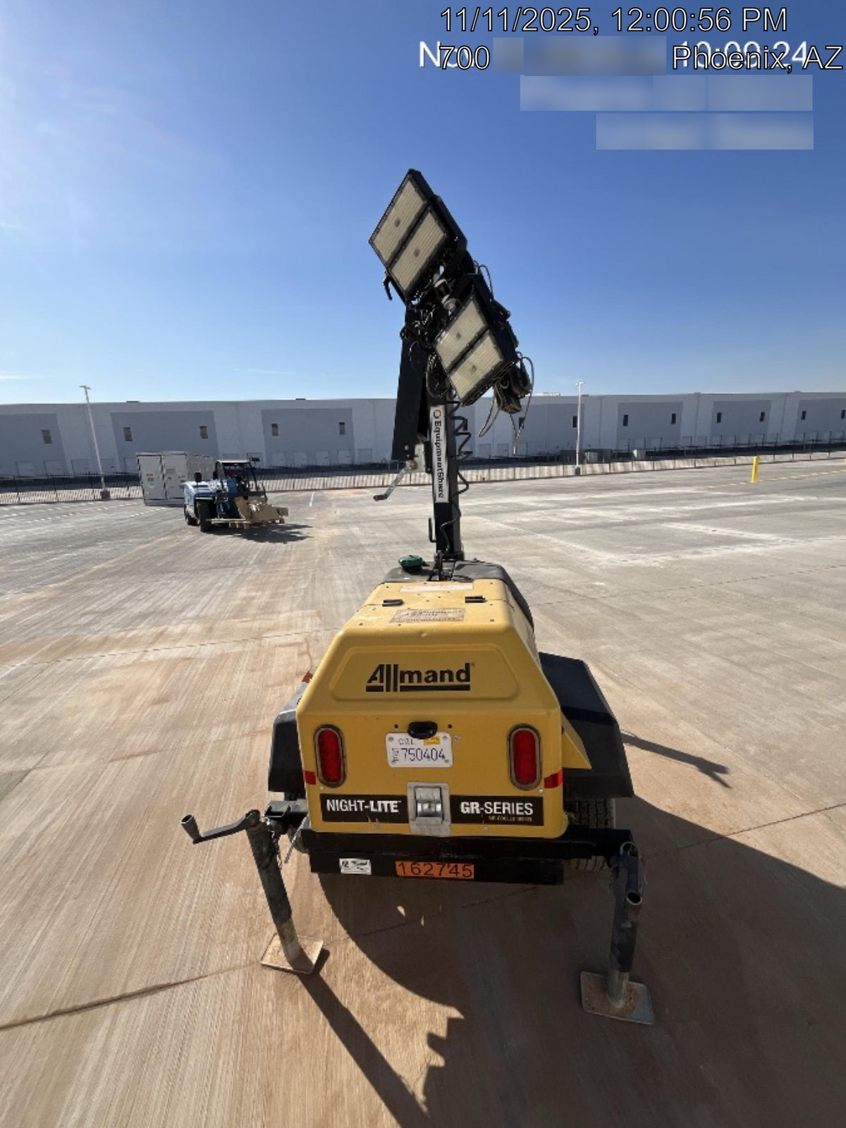 2021 Allmand NLV3GR (4) LED Light Fixture 350W, 23' Vertical Mast, 3kW Prime, Towable, Deep Sea L401, Leveling Jacks, Yanmar T4F 5.8hp
