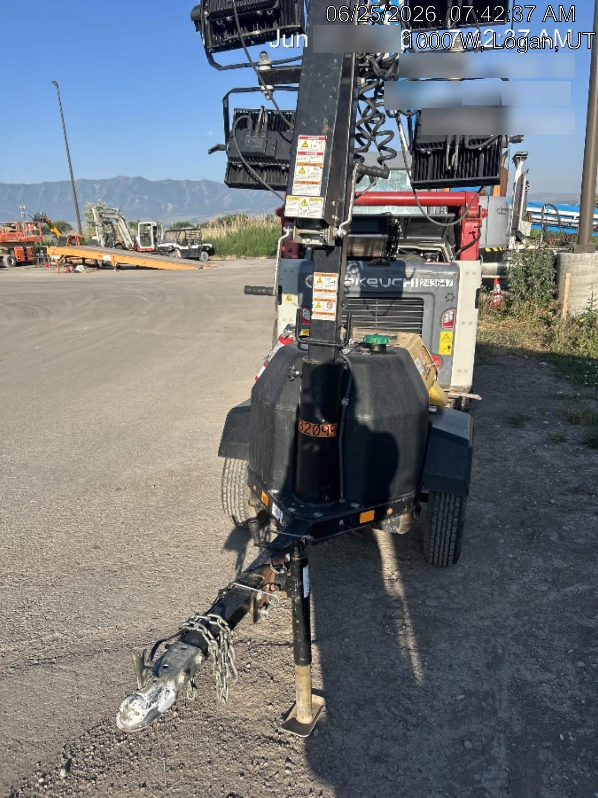 2022 Allmand NLV3GR (4) LED Light Fixture 350W, 23' Vertical Mast, 3kW Prime, Towable, Deep Sea L401, Leveling Jacks, Yanmar T4F 5.8hp