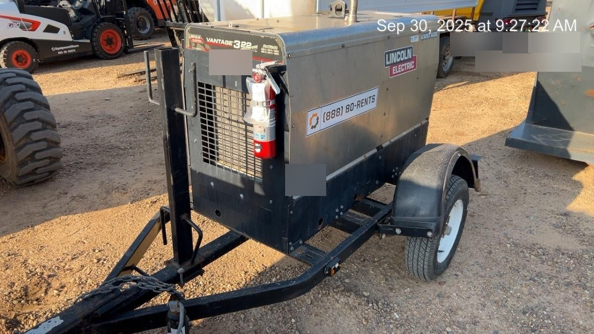2019 Lincoln Electric Vantage 322 Welder Ready-Pak 3, Two wheel trailer, Fender and Light kit, Cable Rack
