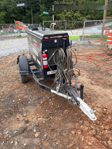 2019 Lincoln Electric Vantage 322 Welder Ready-Pak 3, Two wheel trailer, Fender and Light kit, Cable Rack